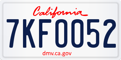 CA license plate 7KFO052