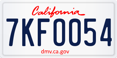 CA license plate 7KFO054