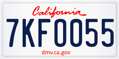 CA license plate 7KFO055