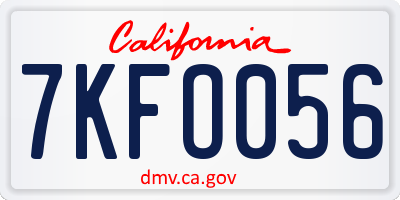 CA license plate 7KFO056