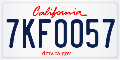 CA license plate 7KFO057