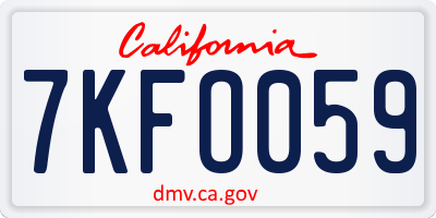 CA license plate 7KFO059