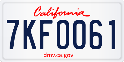 CA license plate 7KFO061