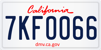 CA license plate 7KFO066
