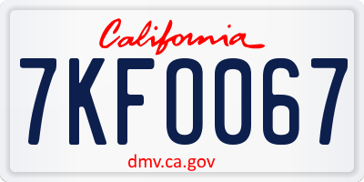 CA license plate 7KFO067