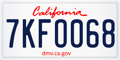 CA license plate 7KFO068