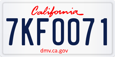 CA license plate 7KFO071
