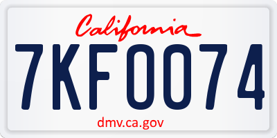 CA license plate 7KFO074