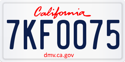 CA license plate 7KFO075