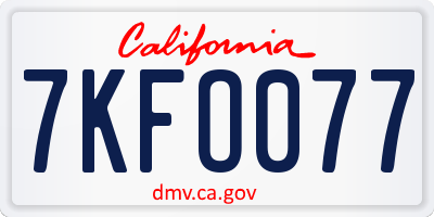 CA license plate 7KFO077