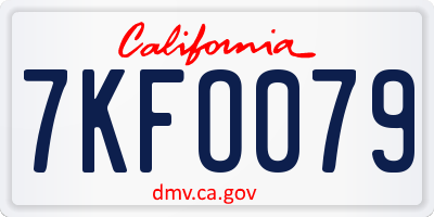 CA license plate 7KFO079