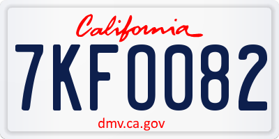 CA license plate 7KFO082