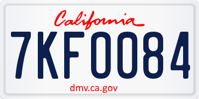 CA license plate 7KFO084