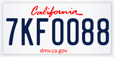 CA license plate 7KFO088