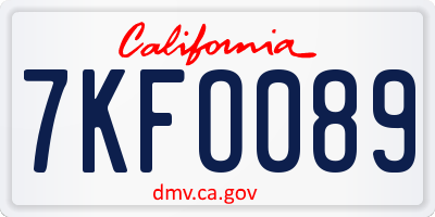 CA license plate 7KFO089