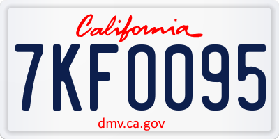 CA license plate 7KFO095