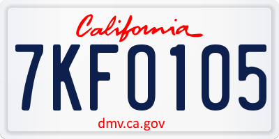 CA license plate 7KFO105