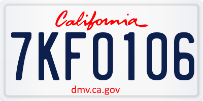 CA license plate 7KFO106