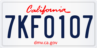 CA license plate 7KFO107