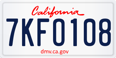 CA license plate 7KFO108