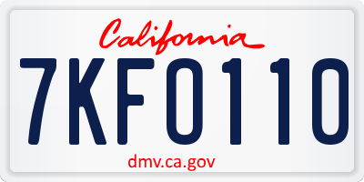 CA license plate 7KFO110