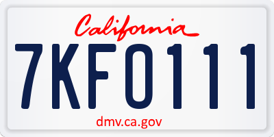 CA license plate 7KFO111