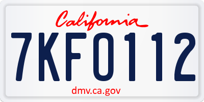 CA license plate 7KFO112