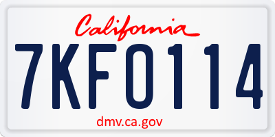 CA license plate 7KFO114