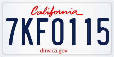 CA license plate 7KFO115