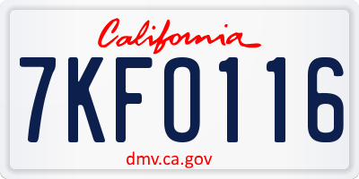 CA license plate 7KFO116