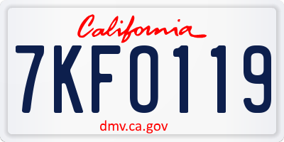 CA license plate 7KFO119