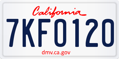 CA license plate 7KFO120