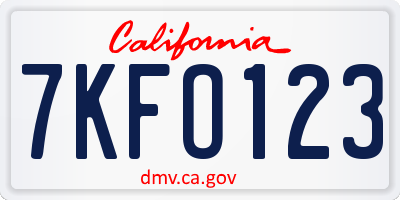 CA license plate 7KFO123
