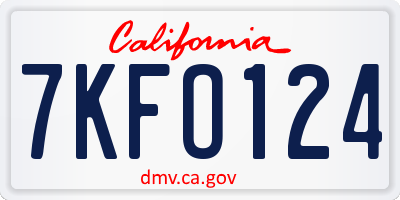 CA license plate 7KFO124