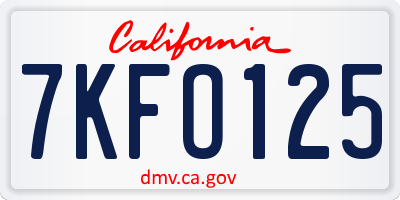 CA license plate 7KFO125