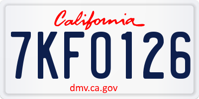 CA license plate 7KFO126