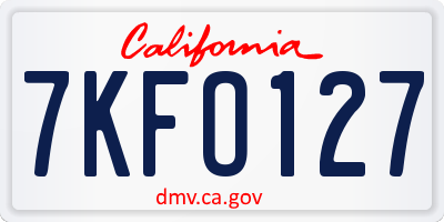 CA license plate 7KFO127