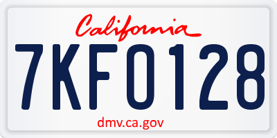CA license plate 7KFO128