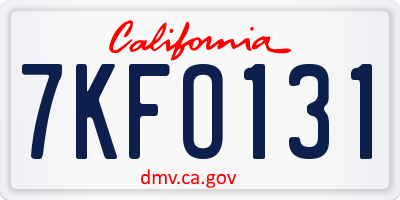 CA license plate 7KFO131