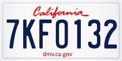 CA license plate 7KFO132