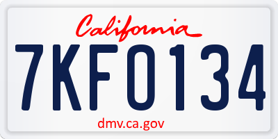 CA license plate 7KFO134