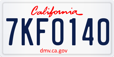 CA license plate 7KFO140