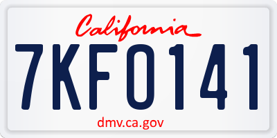 CA license plate 7KFO141