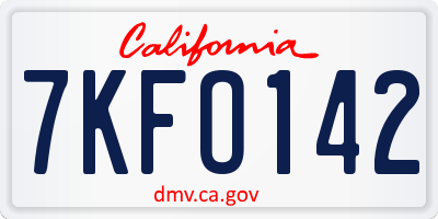 CA license plate 7KFO142
