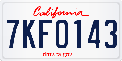CA license plate 7KFO143