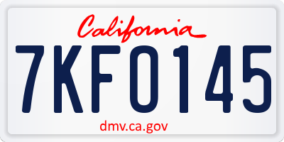 CA license plate 7KFO145