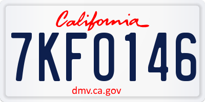 CA license plate 7KFO146