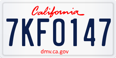 CA license plate 7KFO147