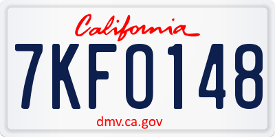 CA license plate 7KFO148