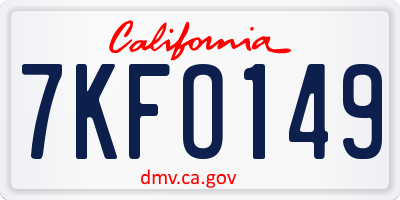 CA license plate 7KFO149